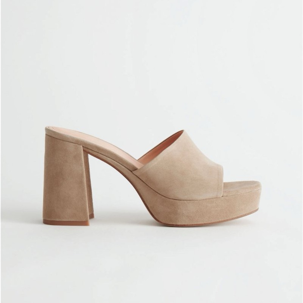 & Other Stories Suede Platform Mule Sandals